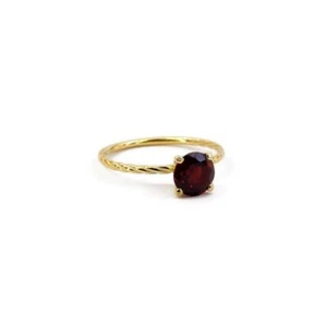 Natürlich Granat Edelstein Verlobung Versprechen Ring Massiv 10k Gelbgold Z664 - Bild 1 von 4