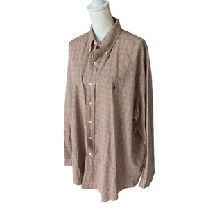 VTG 90s Ralph Lauren brown tan herringbone buttondown shirt men Xlarge Blake top - Picture 1 of 4