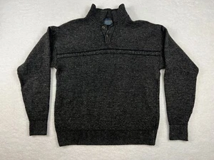Vintage Florence Tricot Sweater Mens XL Gray Black Mock Neck Wool Italy 1990s - Picture 1 of 18