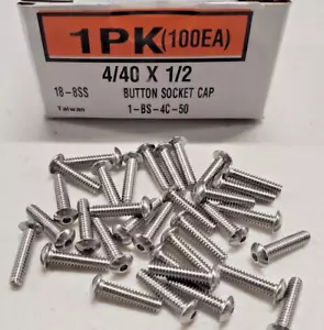 New 4-40 x 1/2" Button Socket Cap Screw, 18-8 Stainless Steel (100ea) - Picture 1 of 3