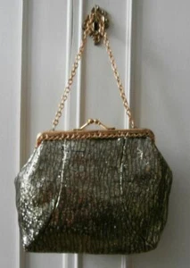 Vintage 1960's Gold & Black Jacquard Evening Hand Go-Go Bag - Picture 1 of 4