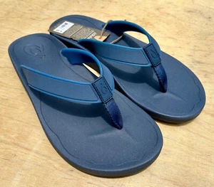 NEW W/Tags OLUKAI KOKO'O Moonlit Ocean Blue Flip Flops SANDALS Men's Size 10M - Picture 1 of 6