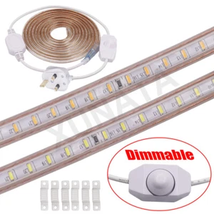 LED Strip Lights 220V 240V 3014 1-15m Waterproof Rope 120Leds/m Dimmable UK Plug - Picture 1 of 15