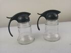 FAMOS GERMANY Clear Glass & Grey Server Condiment Jugs x 2 - 12 cm H--EX Cond