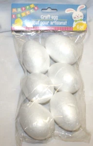 6 Styrofoam Egg Shape Forms Easter Christmas DIY Craft Decor Ornaments 2 3/4" - Picture 1 of 2