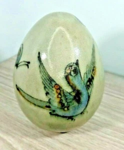 Vintage Kunstkeramik Mexicana Tonola Ei mit Vogel Design - Bild 1 von 12
