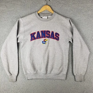 Kansas Jayhawks KU Sweatshirt Mens Small Champion Gray Long Sleeve - Picture 1 of 6