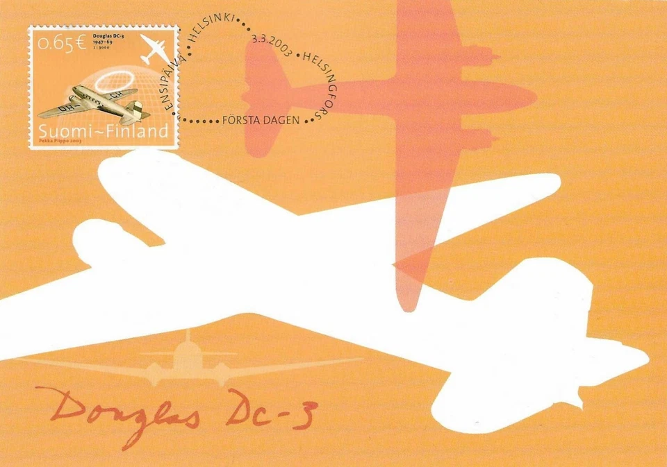 Douglas DC-3 Airplane Aviation History Finland Mint FDC Maxi 2003 - Image 1 of 1