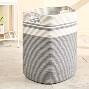 78L Tall Laundry Hamper 16"x14"x22" Woven Rope Basket Bedroom & Bath - Picture 1 of 6