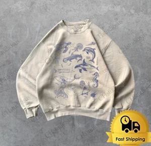 Sea Animals Vintage Sweatshirt, Retro Ocean Sweater, Cute Sea Creatures Sweater - Picture 1 of 6