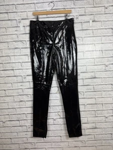 BNWT River Island PVC Wet Look Trousers High Waist Shiny Fetish Punk Goth 14 - Picture 1 of 6