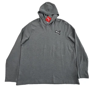 Puma Men's XXL Hoodie Medium Grey Thermal Waffle Weave NEW NWT Long Sleeve Logo - Picture 1 of 17