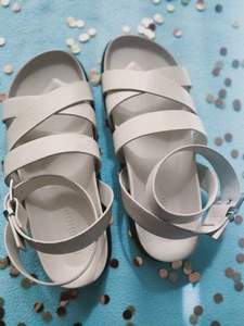 Topshop Jady Flat Sandals In Off White Croc In Size 5 (38) - Picture 1 of 5