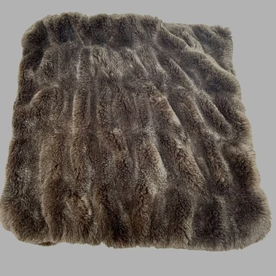 Pottery Barn Faux Fur Accent Pillow Cover 18"x18" Chocolate Brown Rustic Cabin - Image 1 of 4