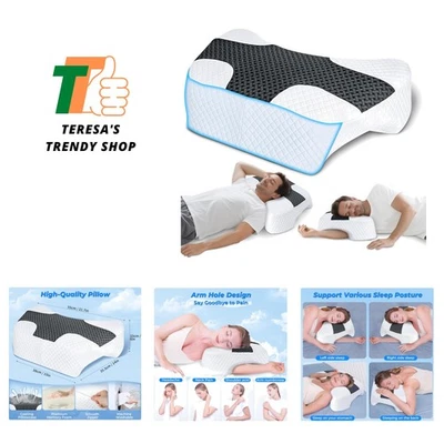Side Sleeper Pillow with Arm Hole, Upgraded Shoulder Relief System for Neck P... - Image 1 of 4
