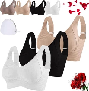 Presencte Ribbed Bra Women's Push up Adjustable Wireless Non-Marking Bras Girl - Picture 1 of 39
