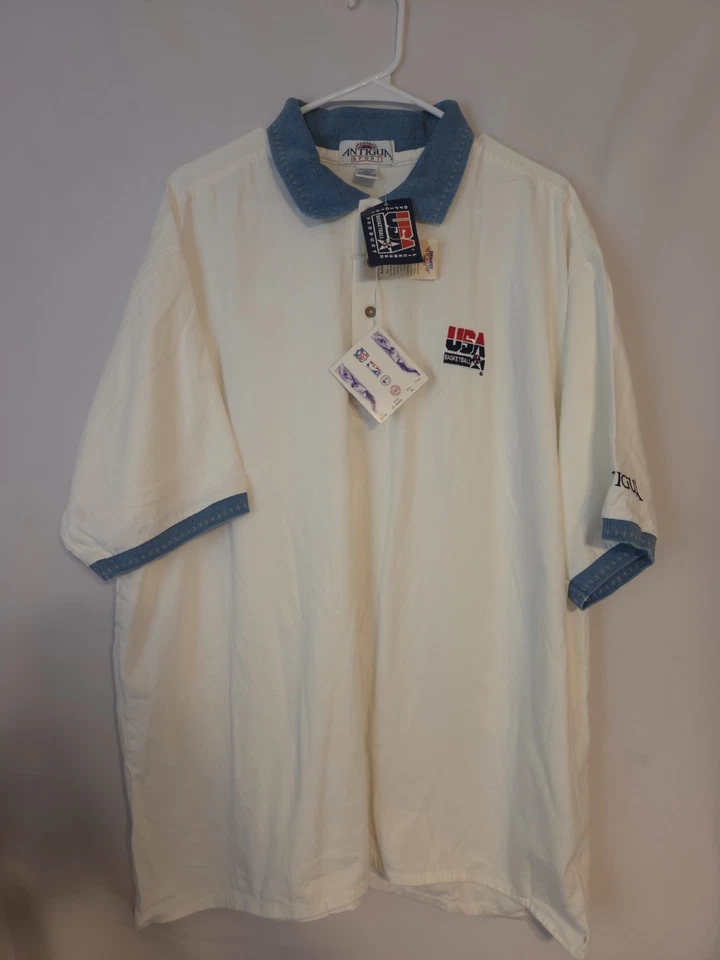 Polo de baloncesto olímpico Antigua 1992 EE. UU. Barcelona 1992 vintage para hombre XL sin existencias Foto 1 de 4