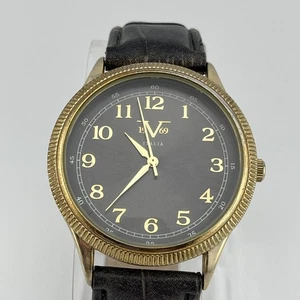 19V69 Italia Versace Uhr Herren 39mm Goldgehäuse Lederband - neue Batterie - Bild 1 von 9