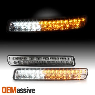Fit 1999-2006 GMC Sierra Yukon XL Clear Full LED Bumper Turn Signal Lights - Image 1 of 4