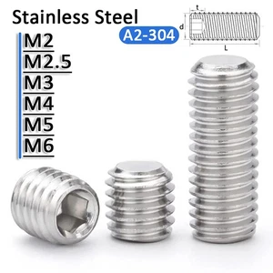 A2 Stainless Steel Grub Screws DIN 913, Flat Point, Hex Socket Key, M3 M4 M5 M6 - Picture 1 of 12