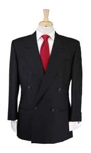 Gianni Versace Versus Vintage 90s Black Tone Check Double Breasted Wool Suit 40R - Picture 1 of 11