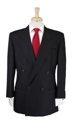 Gianni Versace Versus Vintage 90s Black Tone Check Double Breasted Wool Suit 40R - Image 1 of 4