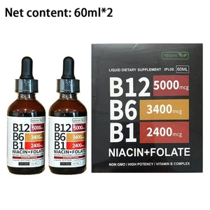 2pcs * 60ml Vitamin B12 & B6 & B1 Liquid Drops Sublingual Vitamin B Complex - Picture 1 of 10