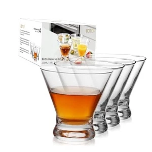 Stemless Martini Glasses Set of 4, 8oz Cocktail Glass Set, Fancy Modern - Picture 1 of 7