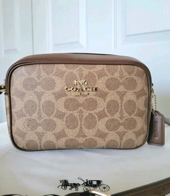 Coach CY752 Mini Jamie Camera Bag In Signature Canvas Gold/Tan/Brown - Image 1 of 4