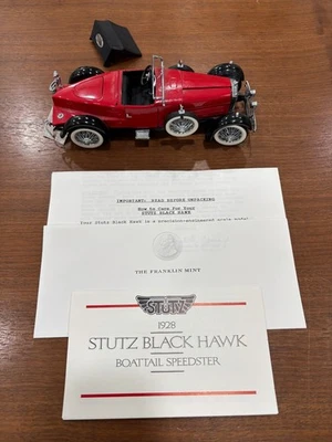 Franklin Mint 1928 Stutz Black Hawk Boattail Speedster 1:24 Die-Cast Car W/ Tag - Image 1 of 4