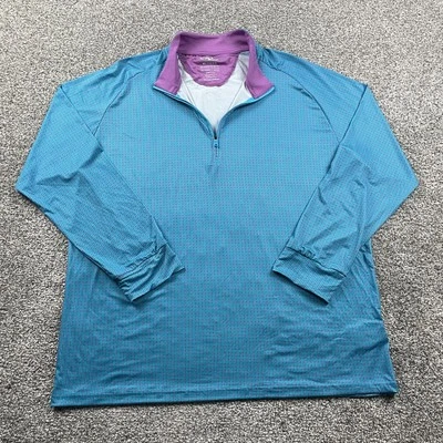 Columbia Shirt Men XL Blue 1/4 Zip Performance Houndstooth Stretch Wicking Golf - Image 1 of 4