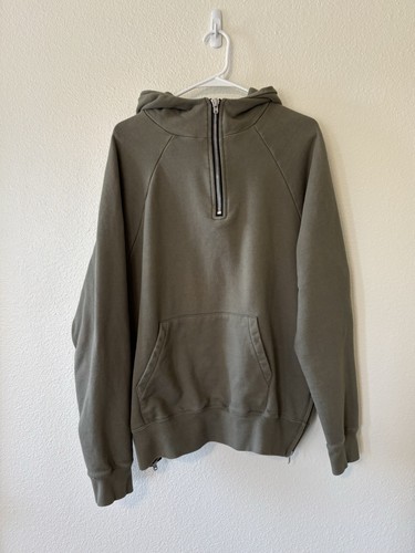 Felpa con cappuccio pesante FOG Fear of God collezione 2016 2017 due zip laterali oliva M