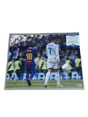 Lionel Messi/Cristiano Ronaldo Signed Autographed Photo BAS Authentication - Image 1 of 4