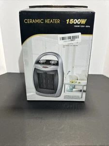 INTERTEK COMPACT PTC CERAMIC SPACE HEATER W/ FAN, FH104T, 750/1500W, Gray - Picture 1 of 3