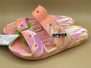 Crocs Men & Women M5 /W7 Classics Marbled Sandals Logo with Jibbitz included