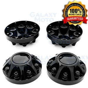 08-10 Chevy Silverado DUALLY Gloss Black 17" 2x Front Wheel Center Hub Cap Cover - Picture 1 of 2