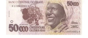Billete de papel moneda reproducción 50000 Cruzeiros reales Baiana Brasil - Imagen 1 de 2