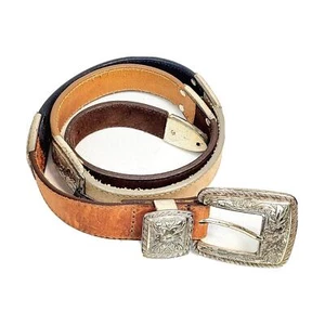 Vintage Brighton 1994 Womens Multicolor Leather Belt Size 30-33, Made In The USA - Picture 1 of 8
