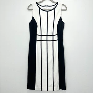 Calvin Klein Damen Größe 10 schwarz-weiß Etuikleid Business Karriere Büro - Bild 1 von 5