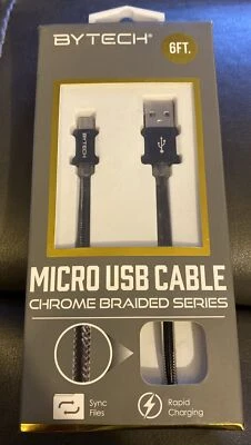 Bytech 6ft Premium Micro USB Cable - Black - Image 1 of 2