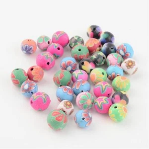 50 BULK Beads Polymer Clay Round Assorted Lot 8mm Mixed Wholesale Set - Picture 1 of 2