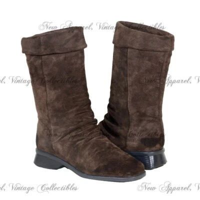 MARKON Women's Size 8.5W Mid-Calf Burnished Suede Boots, 1.5" Block Heels, Brown - Image 1 of 4