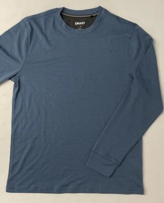 DKNY Men's Long Sleeve T-Shirt Stretch Wicking Crewneck Casual Tee MEDIUM BLUE - Image 1 of 4