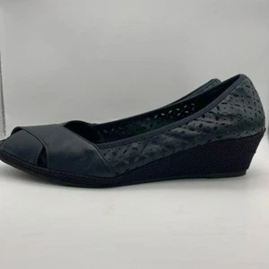 Sesto Meucci Damenschuhe marineblau zehenfrei Keilabsatz Größe 10,5 hergestellt in Italien - Bild 1 von 6