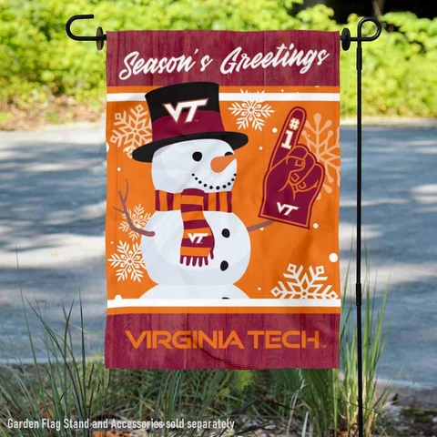 Virginia Tech Hokies Holiday Winter Snow Garden Flag and Yard Banner Cover