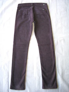 7 For all Mankind Girls Slim Straight Leg Jeans Sz 14 Burgundy w Stretch L30.75 - Picture 1 of 8