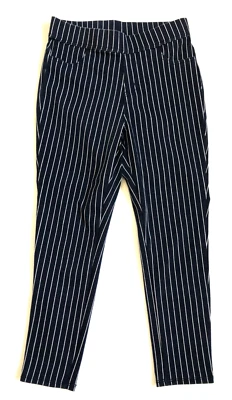 Time and Tru Size S (4-6) Navy Blue Skinny Striped Pull On Ankle Pants Women's - Image 1 of 4
