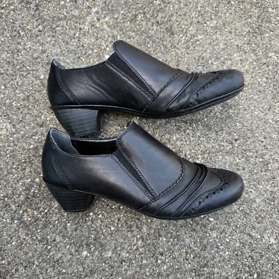 Rieker Mariah Bootie Shoes Women's EU 36 US 5 Black Slip On Leather Blocked Heel - Image 1 of 4