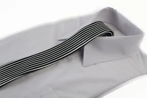 Mens Black & White Vertical Thin Stripe 5cm Skinny Neck Tie - Picture 1 of 3