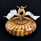Gartner Blade Art Glass Handblown Bowl w/ Sculpted Glass Finial Lid Batik Series